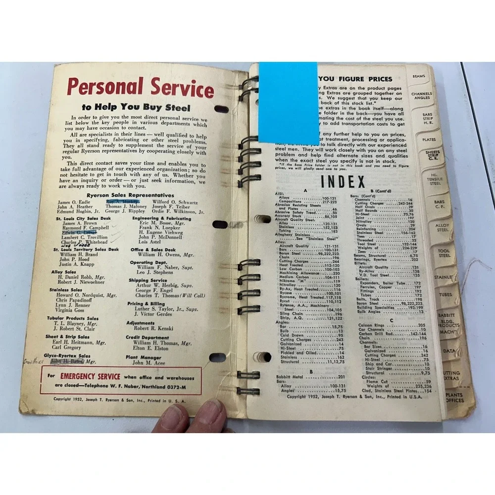Ryerson Steels‎ 1953-1954 Steel Stock List Joseph T Ryerson & Son Inc
